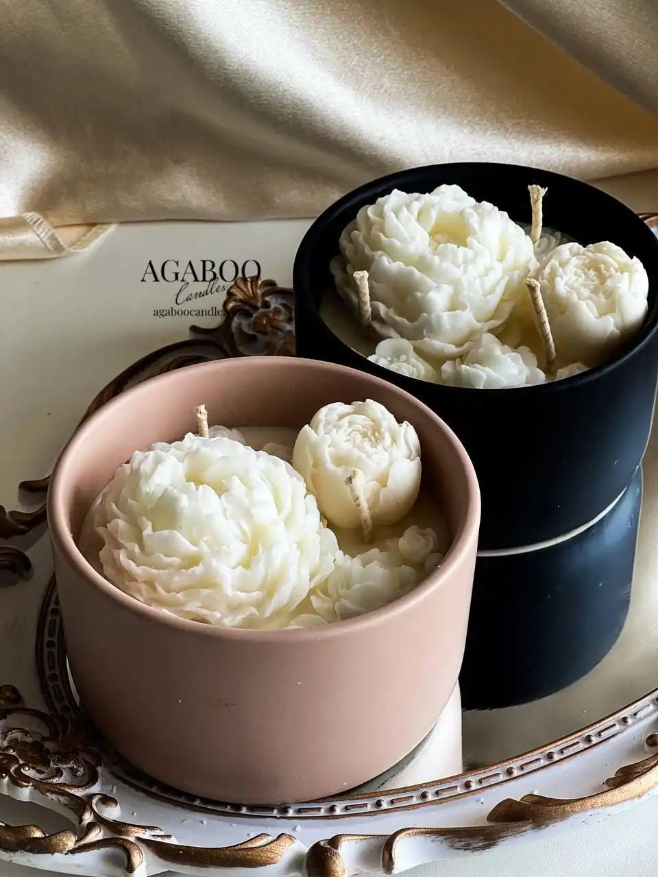 Ceramic Flower Jar Candle 2.5x4.5 inches 8 fl.oz