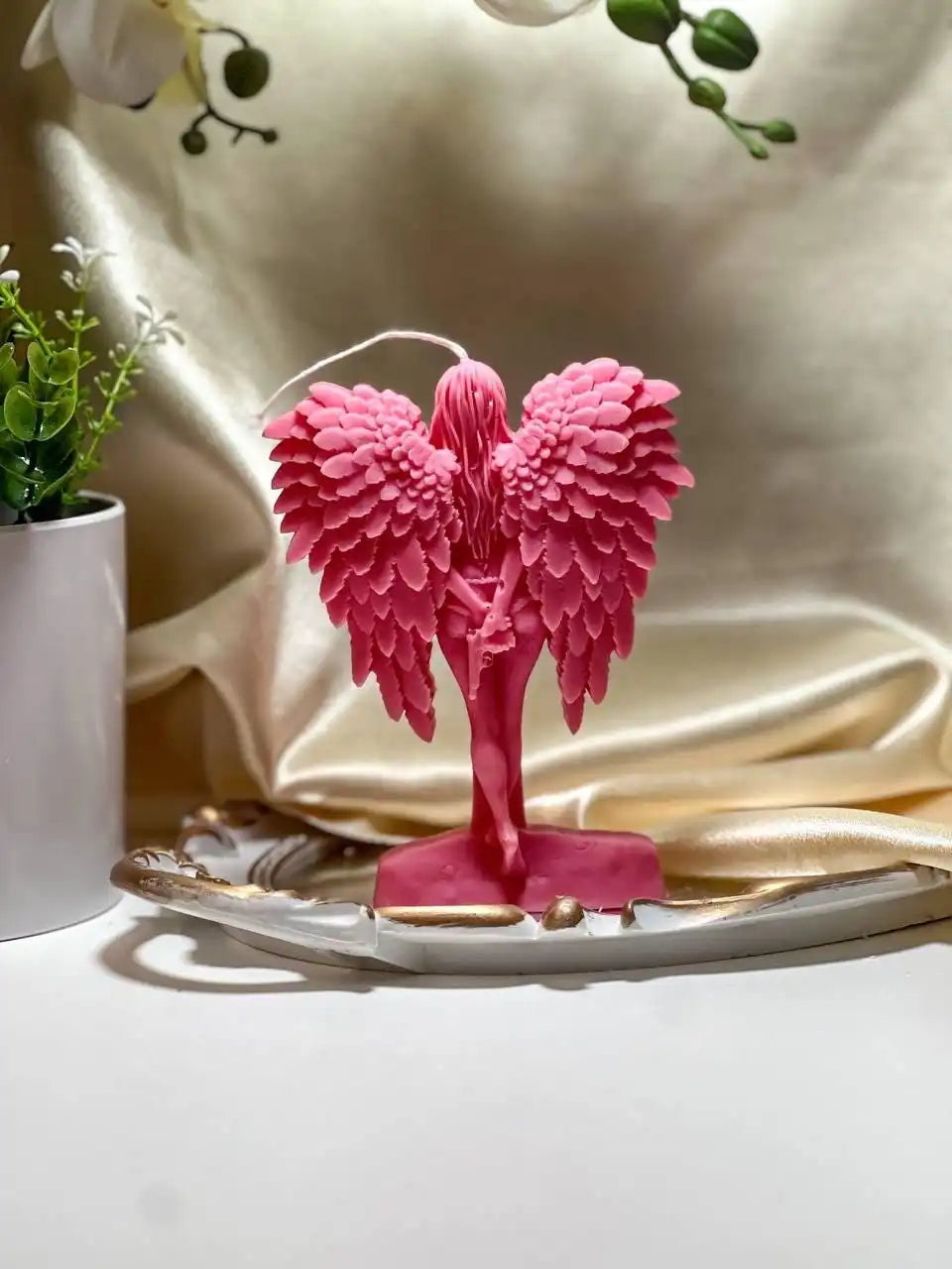 Wing Girl with Gun Candles 6x4.5 inches
