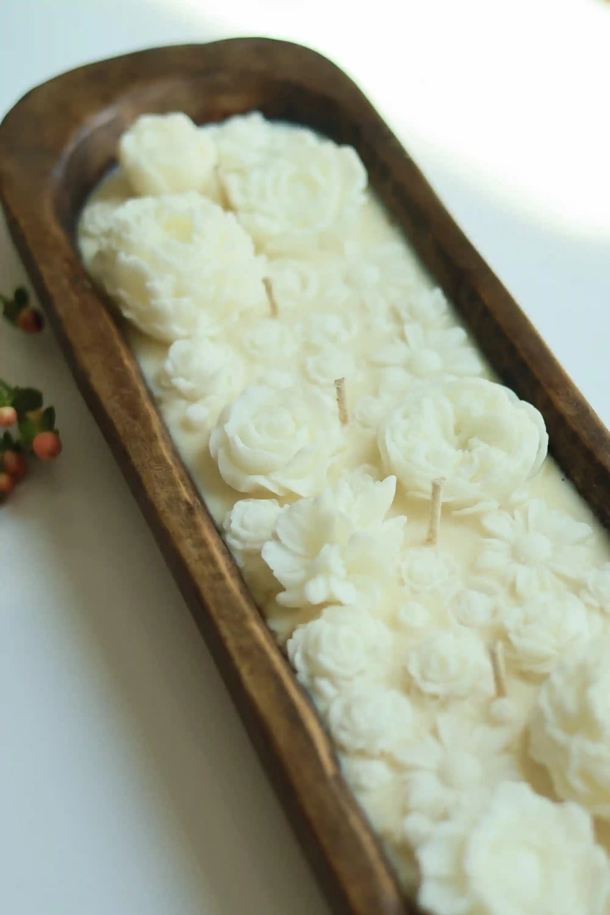 Huge Floral Wooden Dough Bowl Candle 2x19.5 inches 28 fl.oz