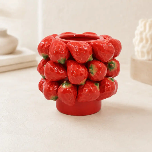 Strawberry Ceramic Vase 5.9x6.5 inches
