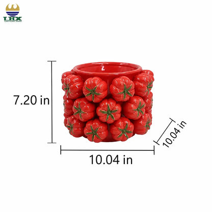 HUGE Tomato Ceramic Vase 7.2x10 inches
