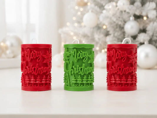 Christmas Pillar Candle 3.25x2.25 inches