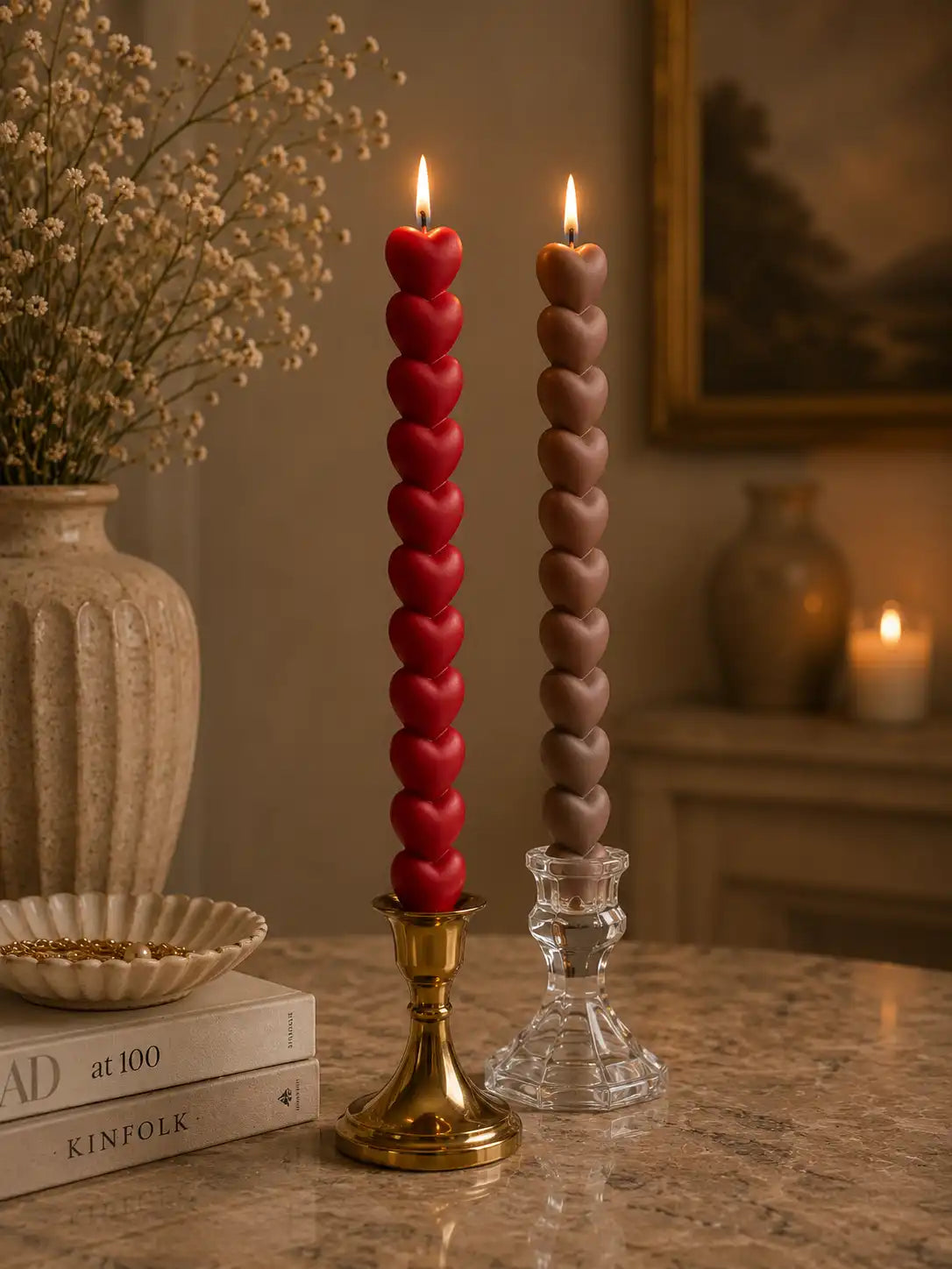 Heart Taper Candle 10.5x7/8 inches