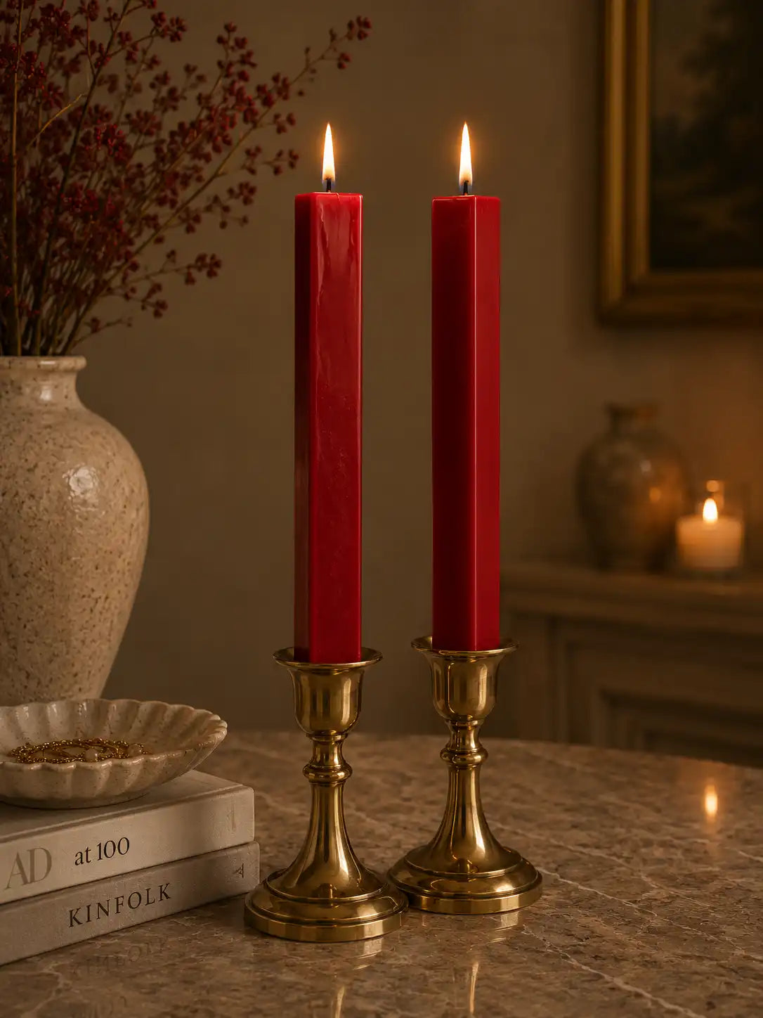 Modern Geometric Taper Candle 8.5x1.25 inches