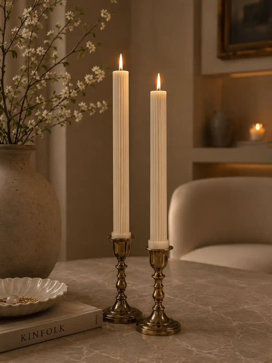 High Ribbed Pillar Candle 10.5x1 1/3 inches