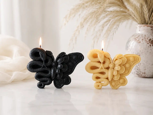 Skull Butterfly Candle 3.75x5.25 inches