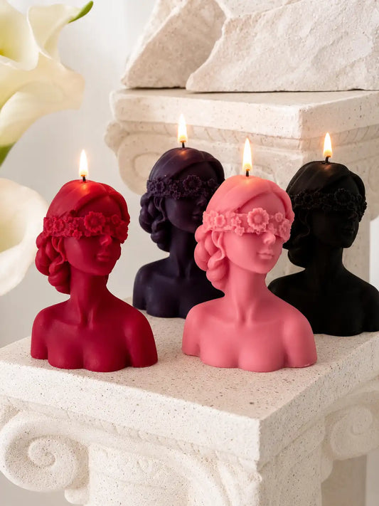 Small Blindfolded Lady Candle 3.5x3 inches
