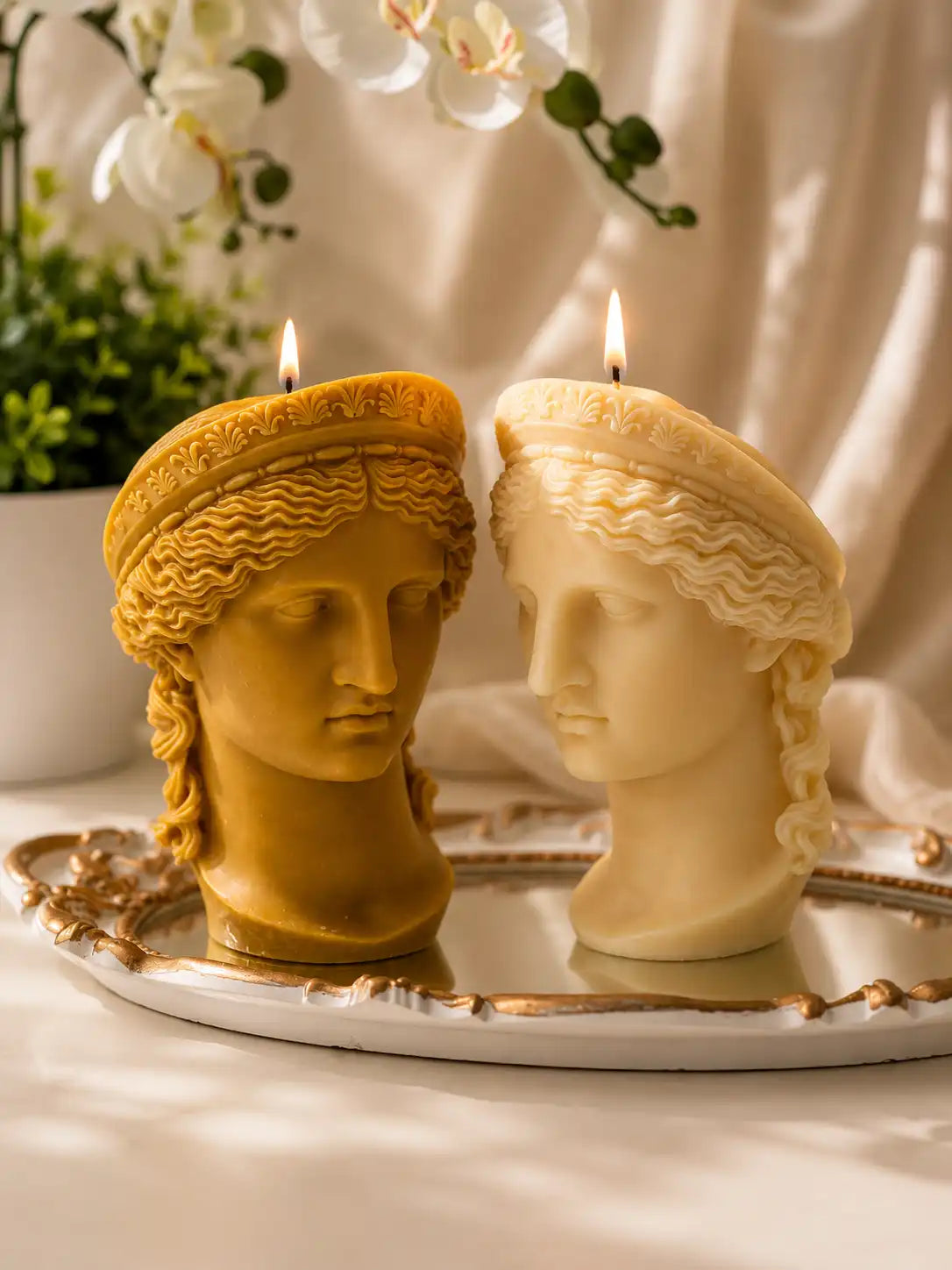 Hera Bust Statue Candle: 7.5x4 inches