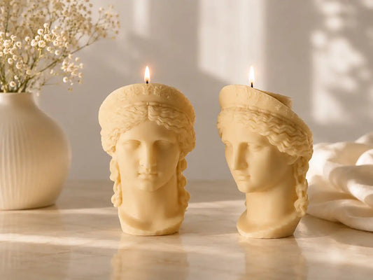 Hera Bust Statue Candle: 7.5x4 inches
