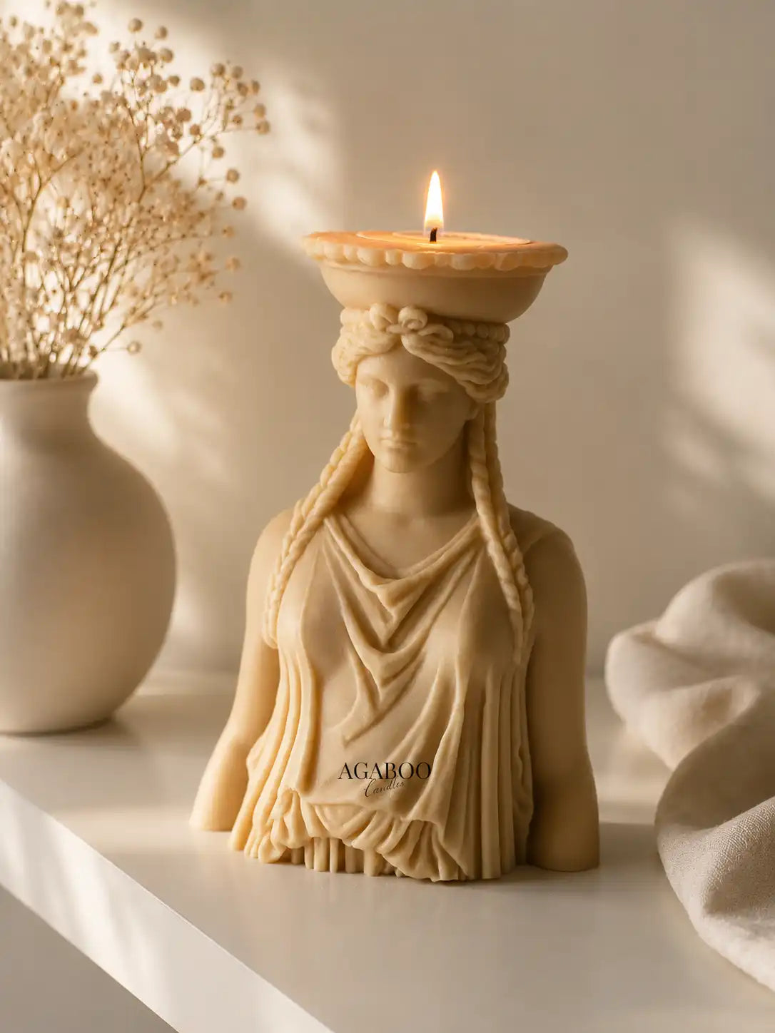 Large Caryatid Candle 6.5x5 inches