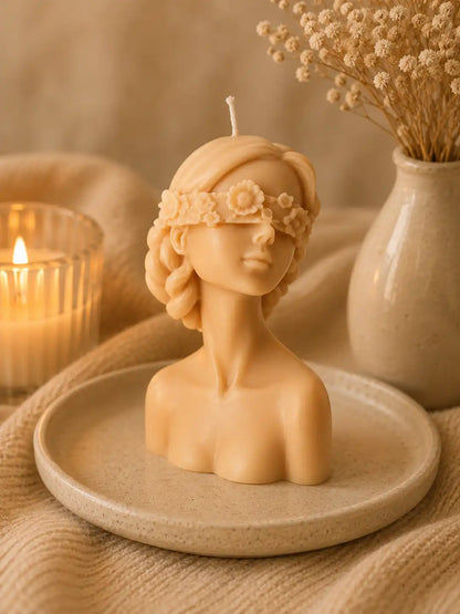 Large Blindfolded Lady Candle 5x2.5 inches