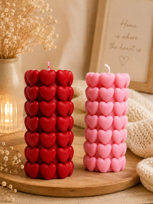 Love Heart Pillar Candle 5.5x2 inches