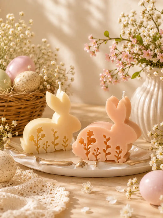 Floral Bunny Candle 2.75x3 inches