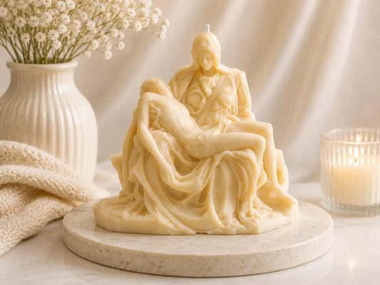 Italian Pieta Statue Candle 5.5x6 inches
