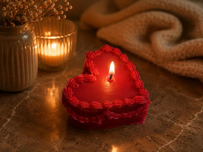 Heart Cake Candle 1.75x3 inches