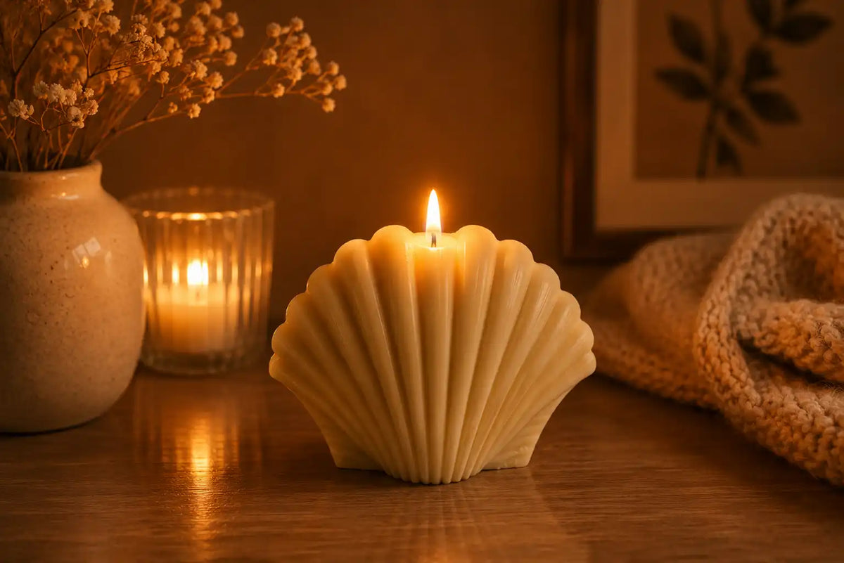 Large Shell Candle 5x5.5 inches