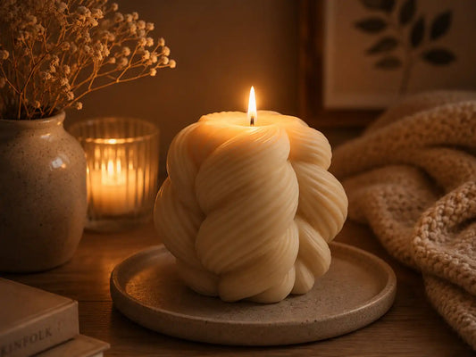 Large Twisted Knot Candle 5x6 inches