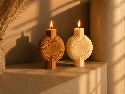Round Ribbed Pillar Candle 6x4.5 inches