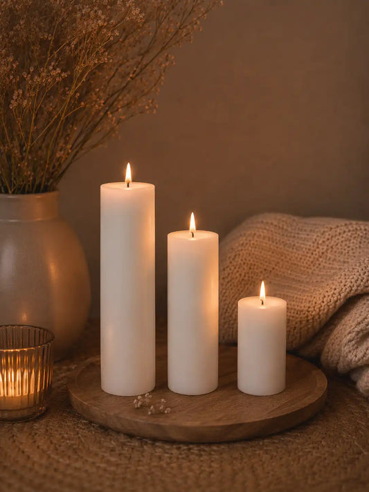 Set of 3 Wedding Pillar Candles