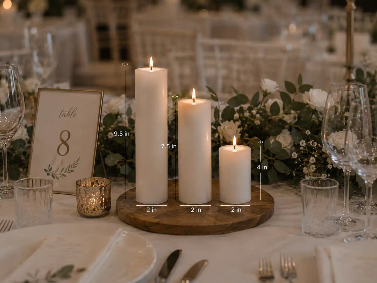 Set of 3 Wedding Pillar Candles
