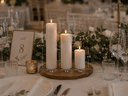 Set of 3 Wedding Pillar Candles