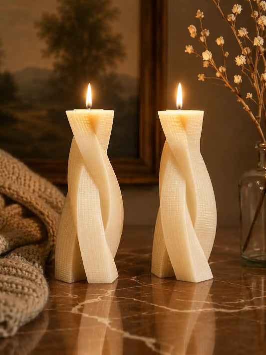 Twisted Pillar Swirl Candle 6.5x2.5 inches