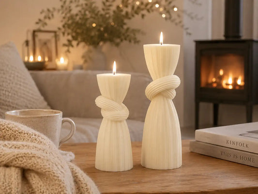 Set of 2 Cylindrical Knot Pillar Candle