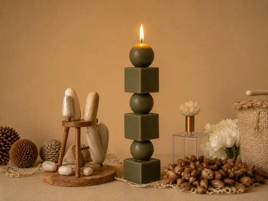 Geometric Tower Candle 8x1.5 inches