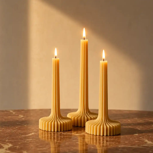 Set of 2 Stripe Vase Column Candle