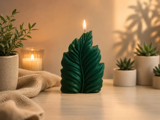 Leaf Pillar Candle 6x3 inches