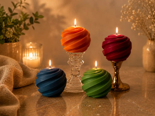Spiral Ball Candle 3x3 inches