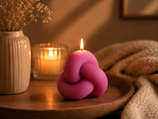 Ribbed Knot Candle 4x4 inches