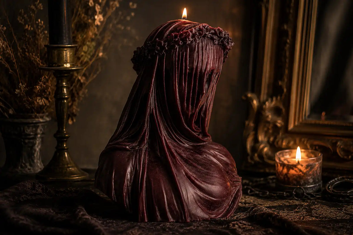 Large Veiled Lady Candle 6.5x4 inches