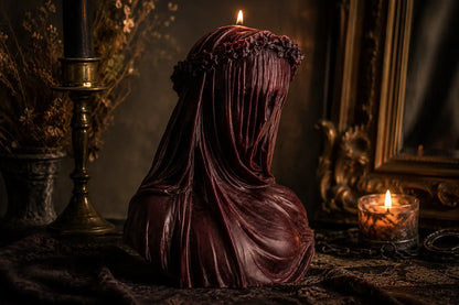 Large Veiled Lady Candle 6.5x4 inches