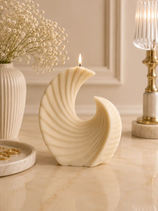 Unique Geometric Ribbed Candle 5.5x5 inches