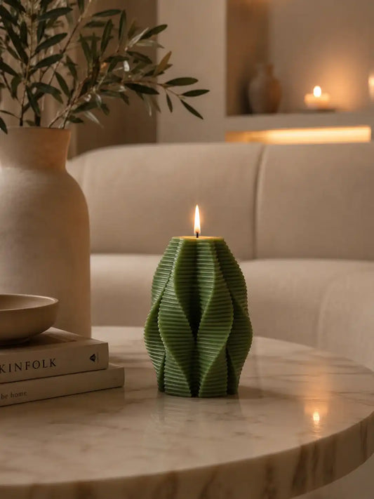 Ribbed Spiral Candle 5x3.5 inches