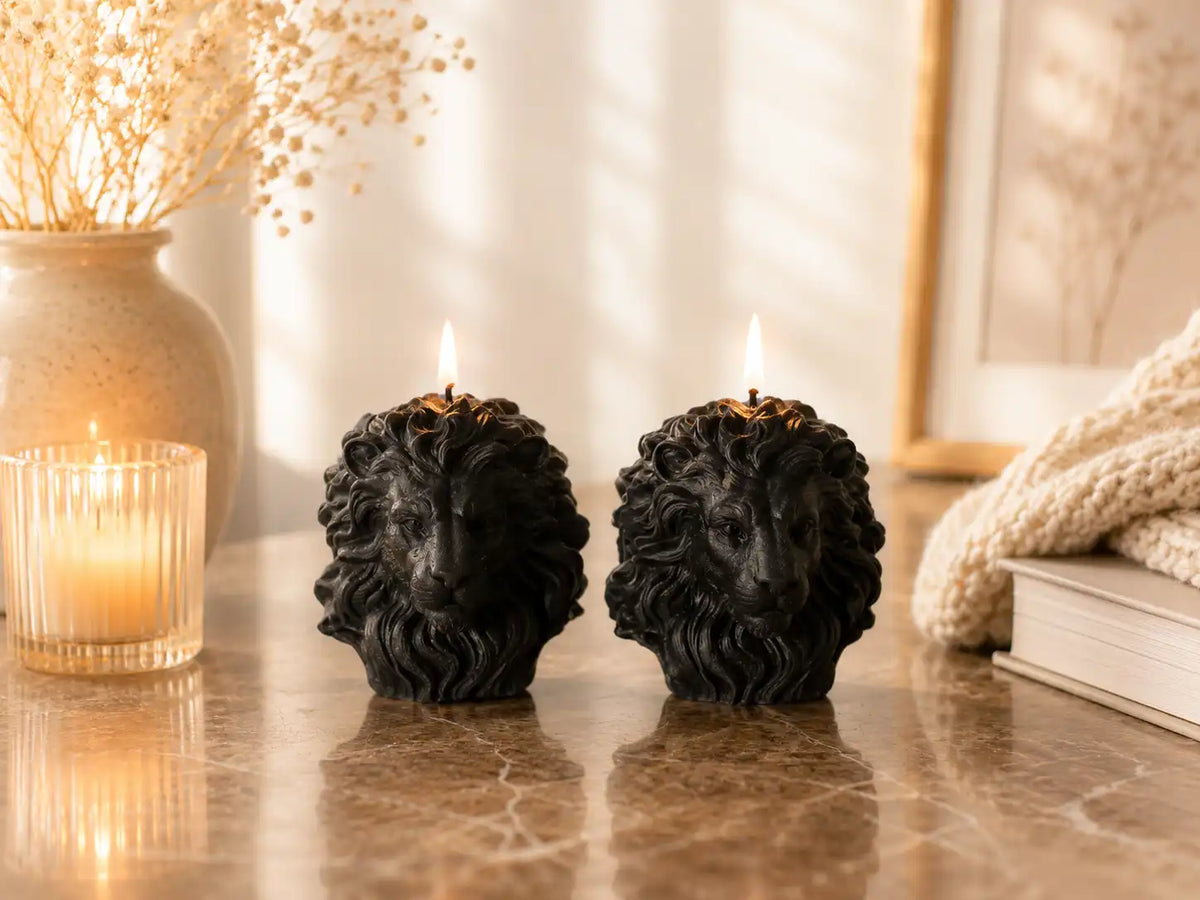 Large Lion Head Candle 4.5x5 inches