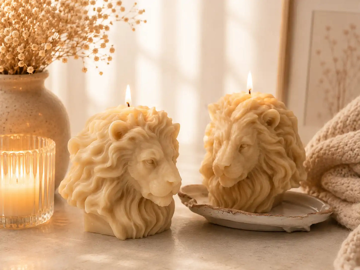Large Lion Head Candle 4.5x5 inches