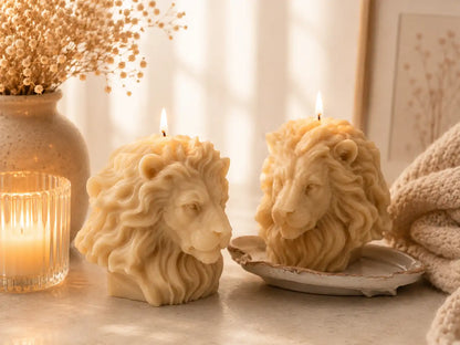 Large Lion Head Candle 4.5x5 inches