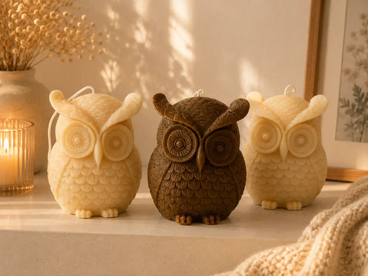 Large Owl Candle 4.5x4 inches