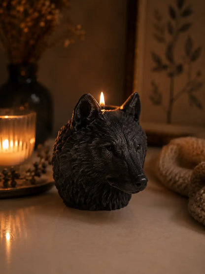 Wolf Head Candle 5x5 inches