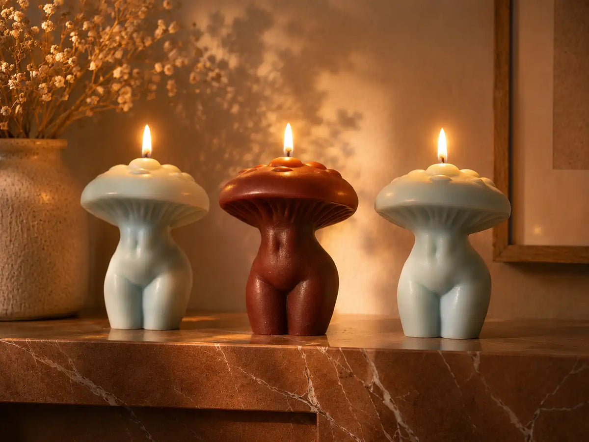 Mushroom Body Candle 3.5x3 inches