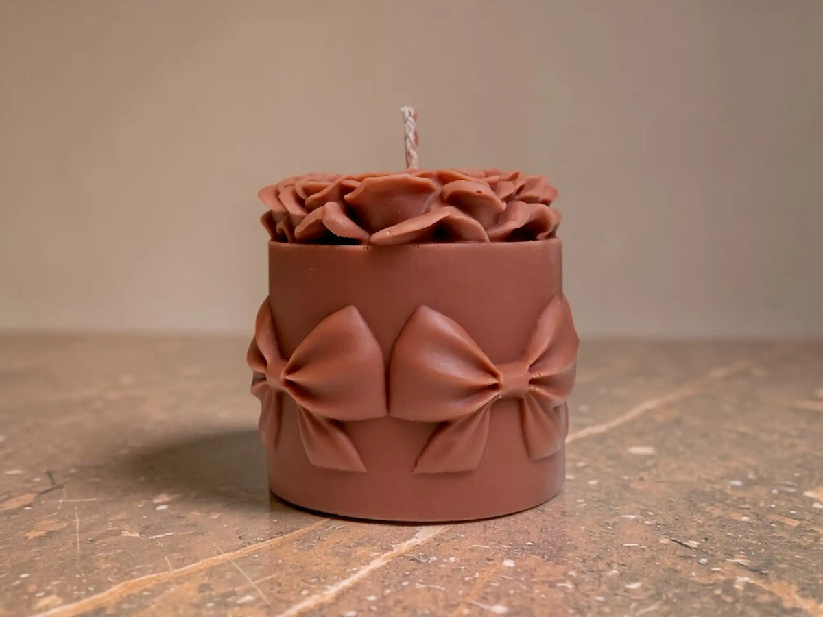 Huge Bowknot Rose Candle 5x4.5 inches