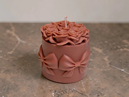 Huge Bowknot Rose Candle 5x4.5 inches