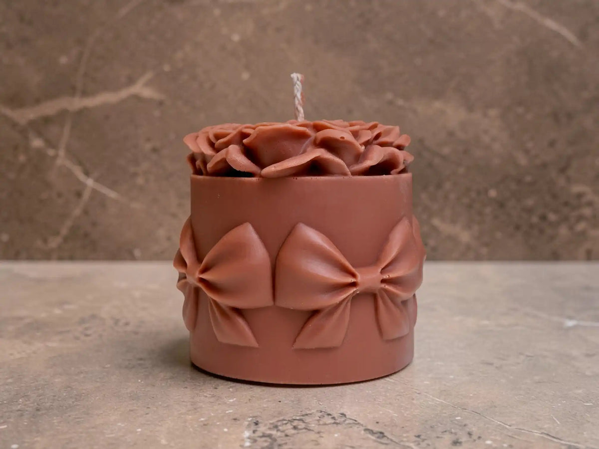 Huge Bowknot Rose Candle 5x4.5 inches