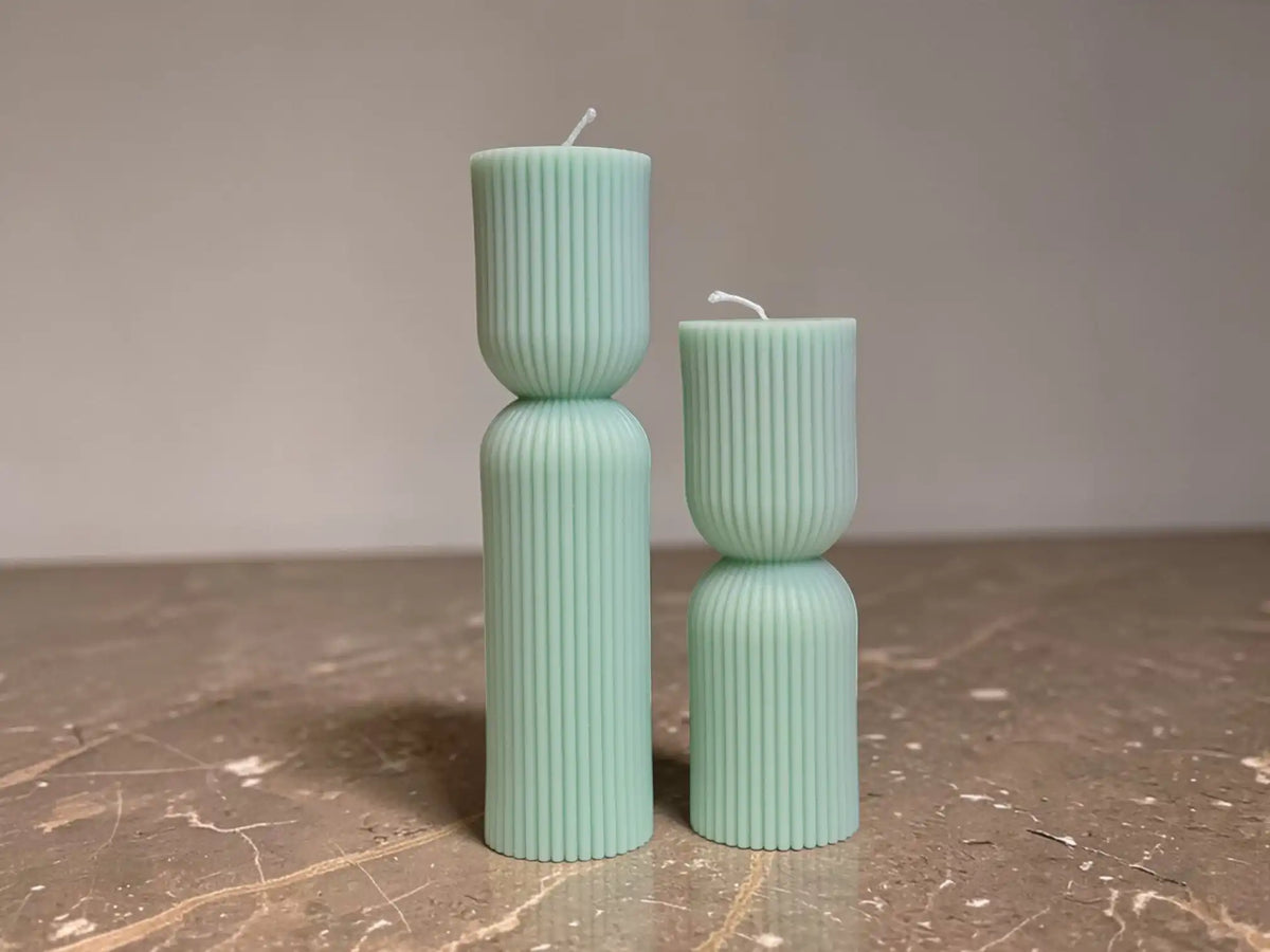 Set of 2 Ribbed Pillar Candle