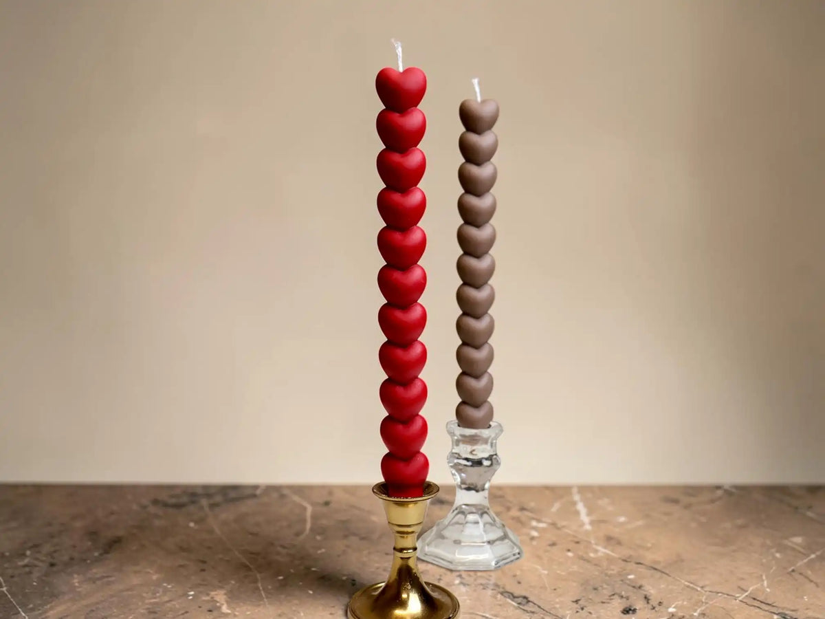 Heart Taper Candle 10.5x7/8 inches