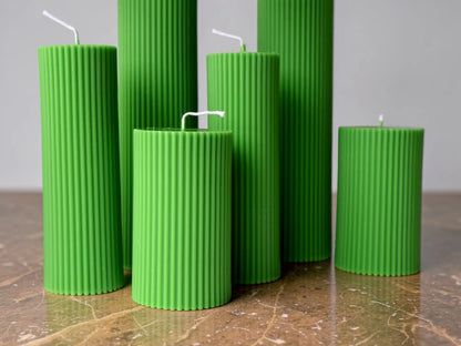 Set of 3 Textured Ribbed Pillar Candles