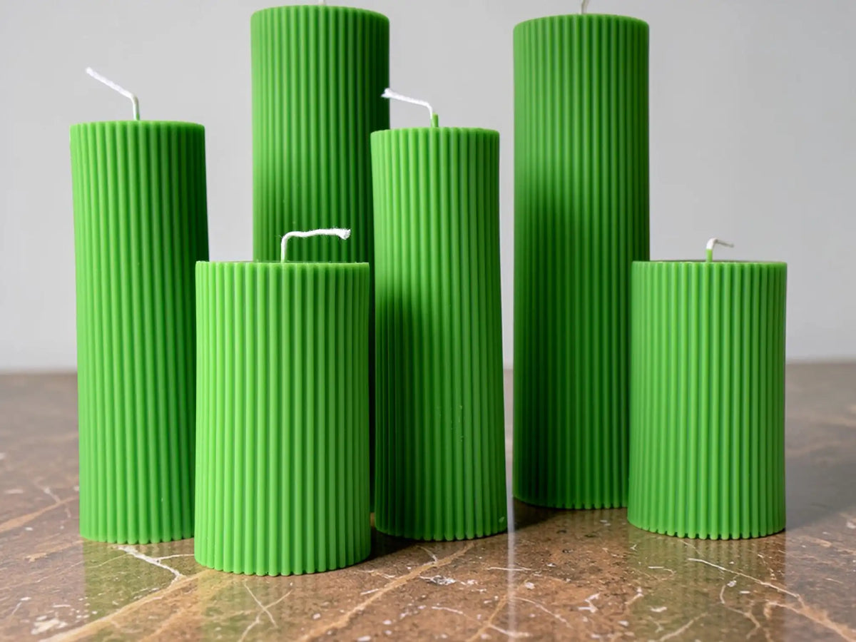 Set of 3 Textured Ribbed Pillar Candles