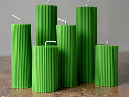 Set of 3 Textured Ribbed Pillar Candles